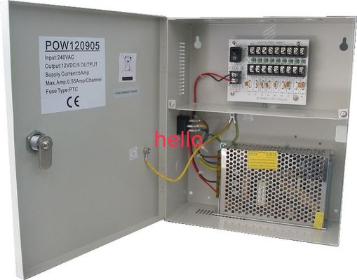 転換されるのための 12VDC 5A 100-240VAC 50-60Hz cctv のカメラの電源