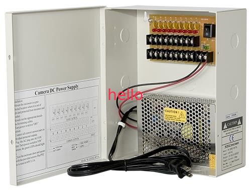 fuente de alimentación de la cámara CCTV del metal 31.5*20.5*5 cm 18Channal de 250V 1 amperio 12v 20a