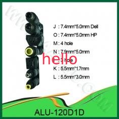 Uniwersalny 120W DC Power Adapter Car użytkowania, z 1 LED, 1 port USB, 8 wyjść Pins ALUMINIOWE 120D1D