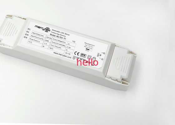 75 วัตต์แรงดันไฟฟ้าคงหรี่ LED Driver 24V iP20 เวลา CE 30000h ชีวิต
