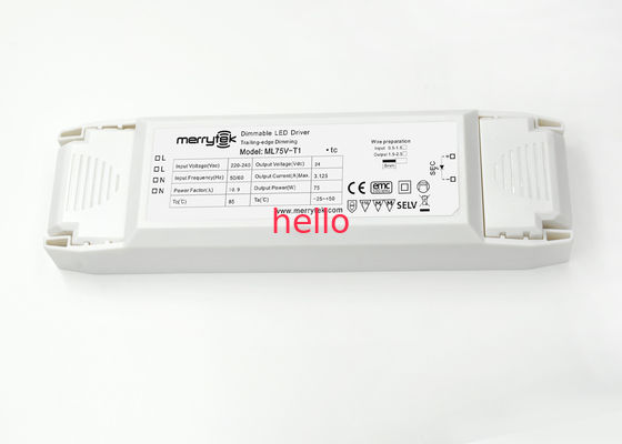 75 วัตต์แรงดันไฟฟ้าคงหรี่ LED Driver 24V iP20 เวลา CE 30000h ชีวิต
