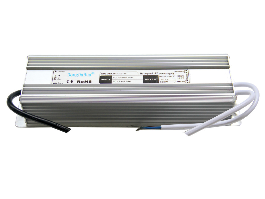 120W 5A 24V DC Wodoodporny sterownik LED Wyjście pojedyncze, IP68 LED Zasilanie