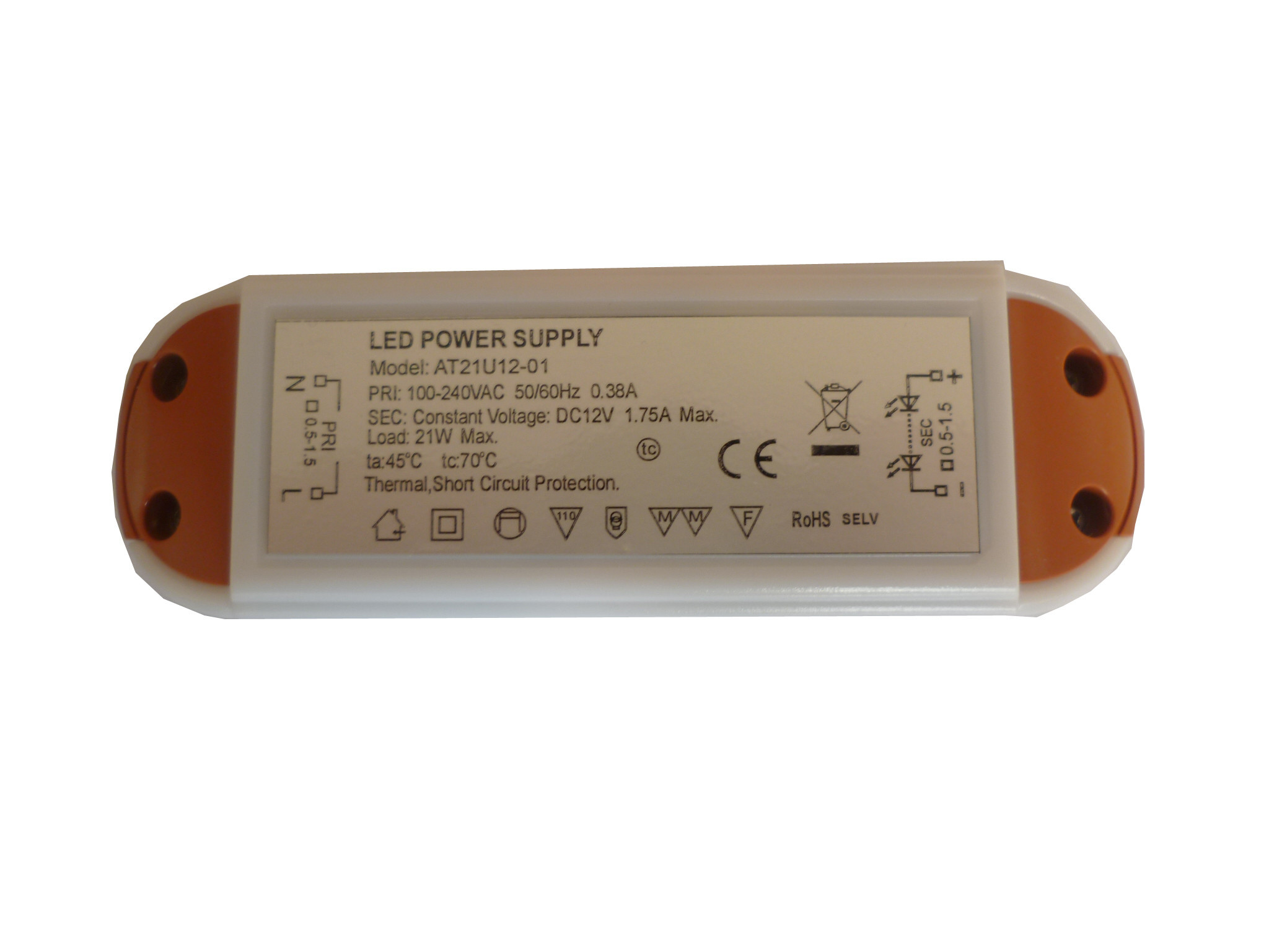 Faktor 24W High Power Eksternal Led driver, 12V DC Tegangan Konstan Led Power Supply