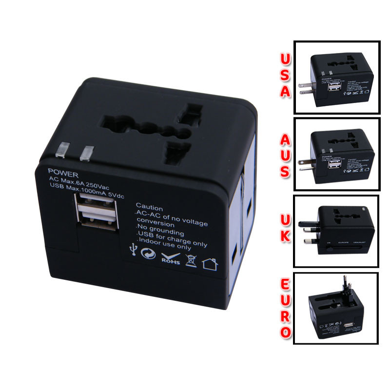 Portable universal leve do carregador do curso de USB, relação 1000mA/2 de 5V USB