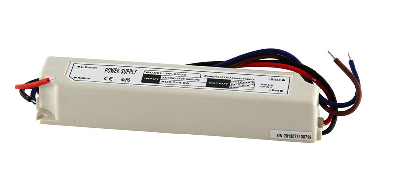 Efisiensi tinggi tegangan konstan LED Driver Single Output 20W Waterproof