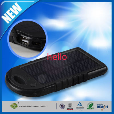 Banco alternativo do poder do porta usb duplo, bateria externo do apoio do painel 5000mAh solar